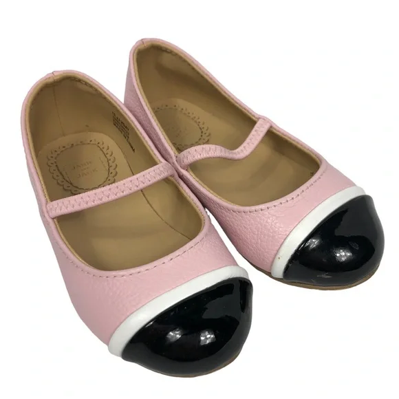 Janie and Jack Pink Ballet Flats with Black Patent Cap Toe size 7 - Picture 13 of 14